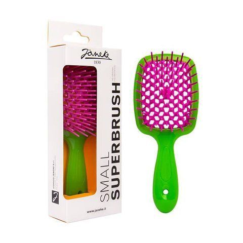 Janeke Superbrush Small Щетка для волос зеленая с розовым JSB-s-015 фото